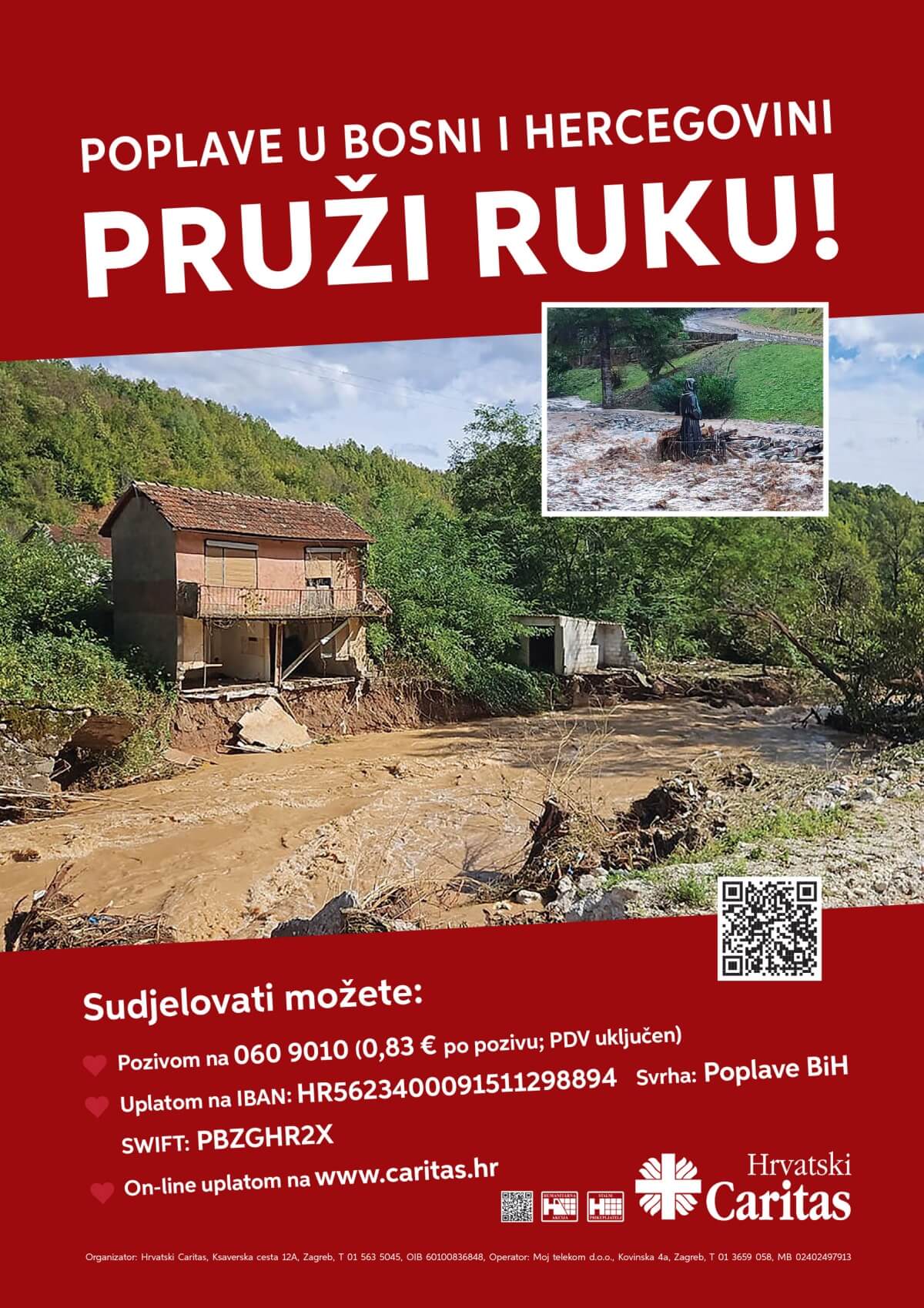 Plakat "Pruži ruku!" za pomoć stradalima u poplavama